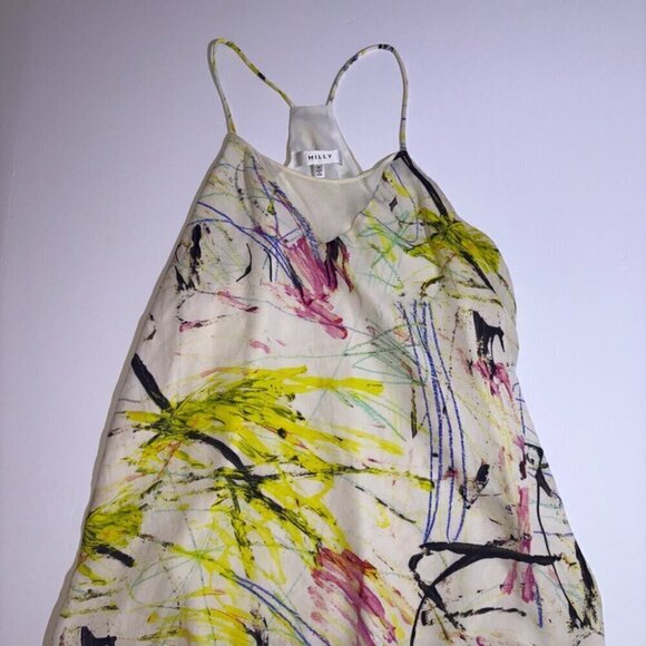 Milly 100% Silk Colorful Blouse Tank-Top size 4 - Picture 1 of 15